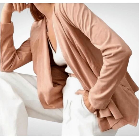 ANTHROPOLOGIE HUTCH Faux-Suede Open-Front Jacket Contemporary Modern Small - Picture 2 of 9